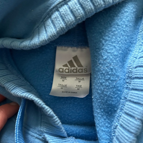 Vintage Adidas Hoodie Baby Blue Unisex Medium - Picture 7 of 10